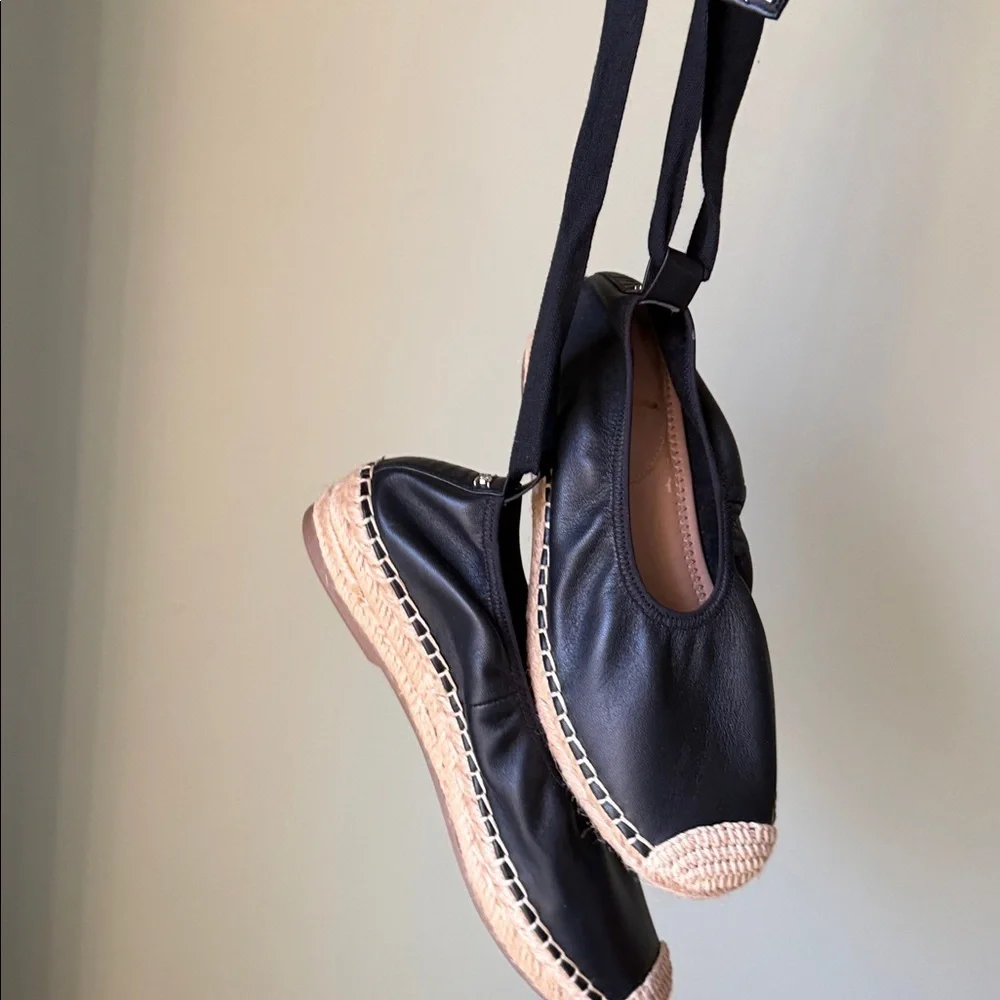 Sam Edelman Ballet Slipper Platform Espadrille Leather Ankle Lace Sample Maisy